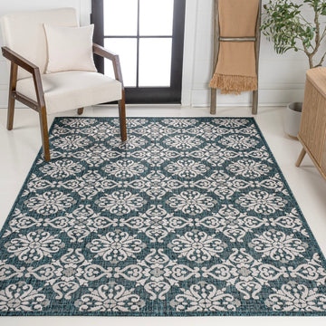 Amora Traditional Mediterranean Tile Design Indoor/Outdoor Area Rug